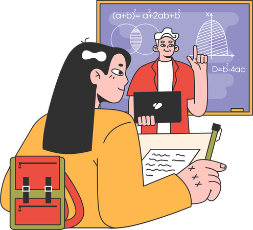 Profesor enseñando matemáticas  Ilustración