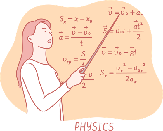 El profesor está enseñando fórmula matemática.  Ilustración