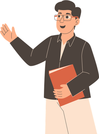 Profesor masculino explicando tema de estudio  Illustration