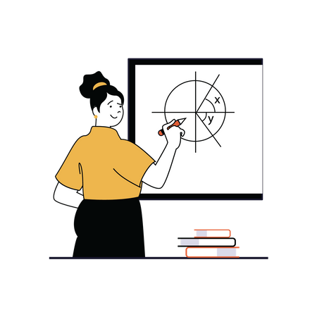 Profesora enseñando matemáticas  Ilustración