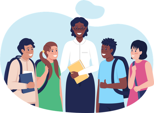 Professeur avec des étudiants  Illustration