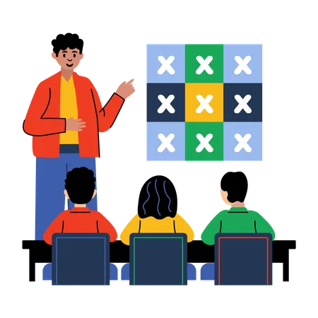 Tuteur de mathématiques enseignant les mathématiques en classe  Illustration