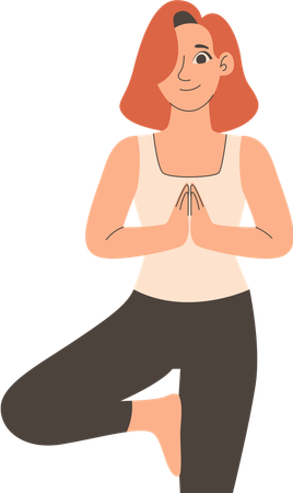 Professeur de yoga faisant du yoga matinal  Illustration