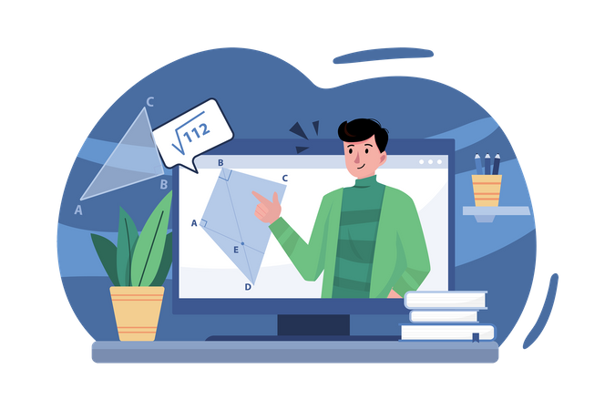 Conférencier en ligne enseignant les mathématiques  Illustration