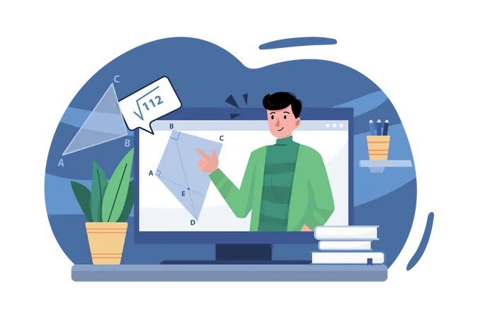 Conférencier en ligne enseignant les mathématiques  Illustration