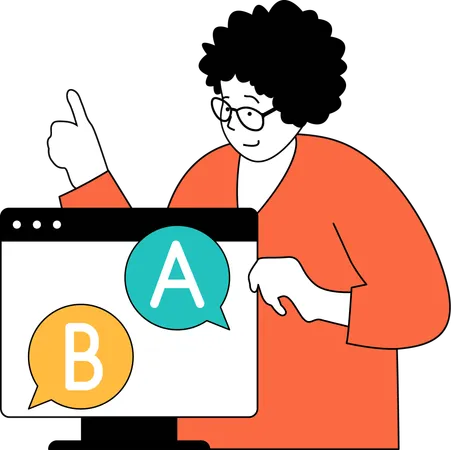 Un professeur enseigne les alphabets ABC en ligne  Illustration