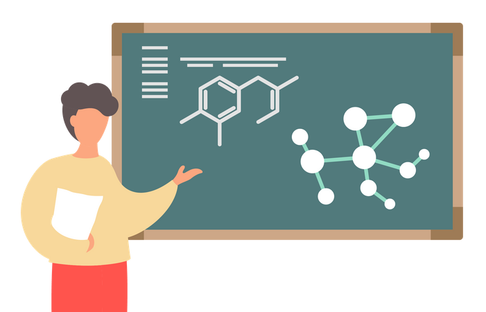 Professeur enseignant la chimie  Illustration