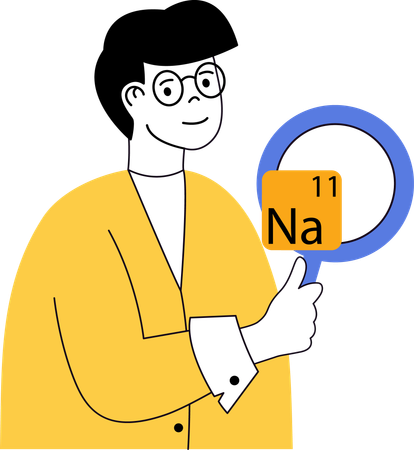 L'enseignant explique la configuration chimique en classe  Illustration