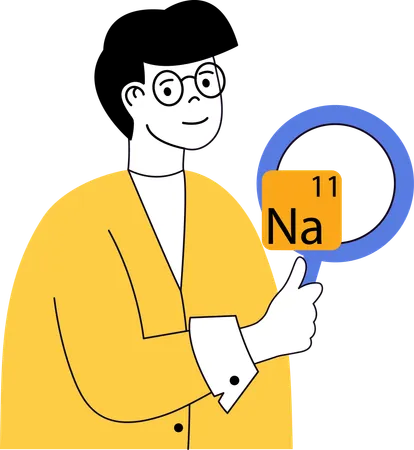 L'enseignant explique la configuration chimique en classe  Illustration