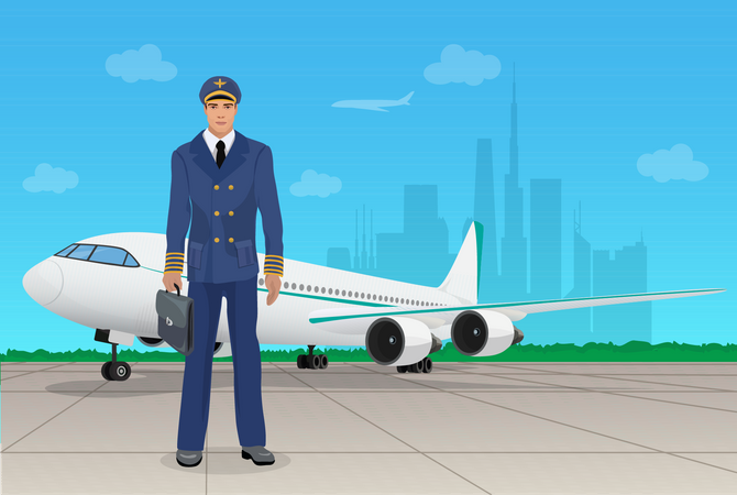 Professional airplane pilot Illustration