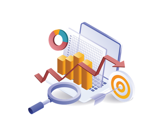 Professional analytical seo optimization business target  Illustration