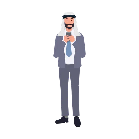 Professional Arab Man in Suit with Smartphone  Illustration