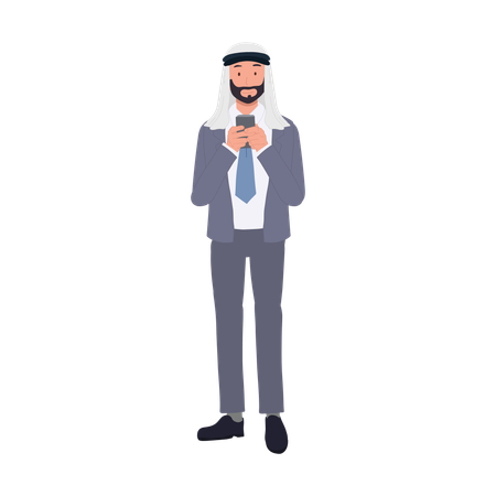 Professional Arab Man in Suit with Smartphone  Illustration