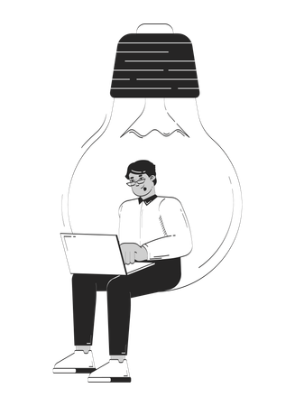 Professional arab man working on startup idea  Illustration