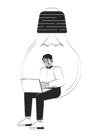 Professional arab man working on startup idea  Illustration
