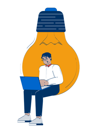 Professional arab man working on startup idea  Illustration