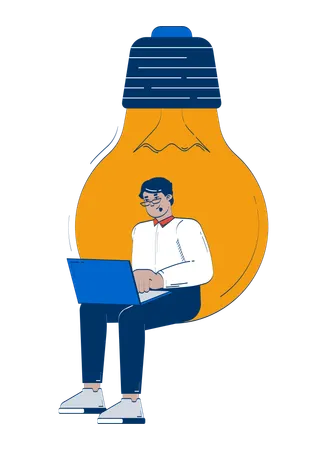 Professional arab man working on startup idea  Illustration