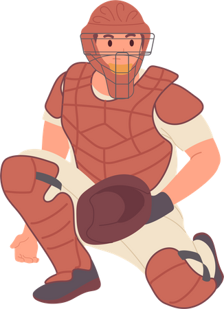 Professional baseball player male catcher with glove  Illustration