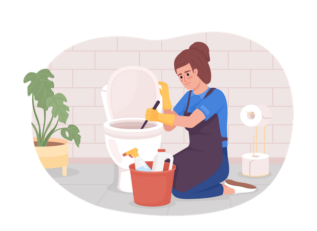 Professional bathroom cleaning service  イラスト