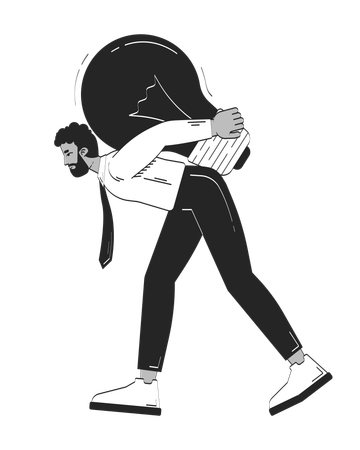 Professional black man carrying giant light bulb on back  Illustration