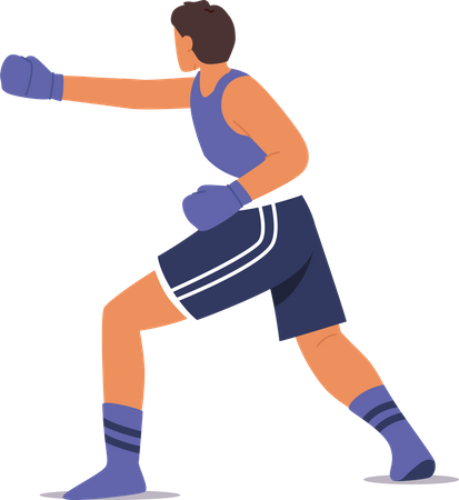 Professional boxer hitting punch Illustration