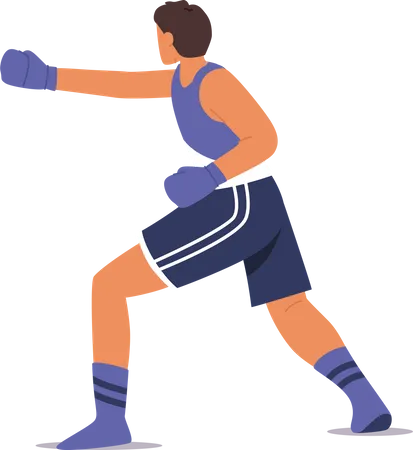 Professional boxer hitting punch  Illustration