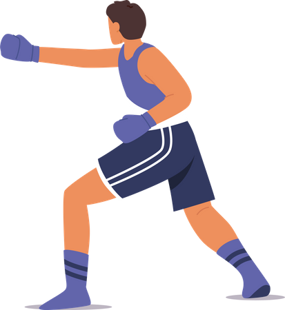 Professional boxer hitting punch  Illustration