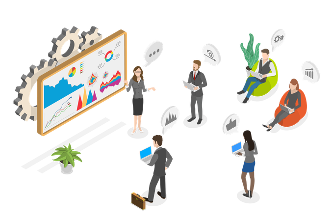Professional Business Adviser with business team  Illustration
