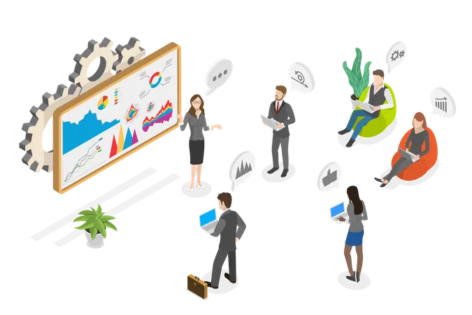 3 D Isometric Flat Vector Conceptual Illustration Of Professional Business Adviser Coaching And Mentoring Illustration