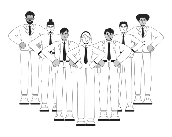 Professional business employee standing in group  Illustration