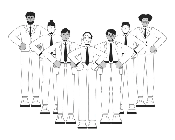 Professional business employee standing in group  Illustration