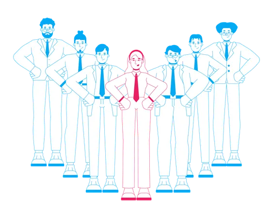 Professional business employee standing in group  Illustration