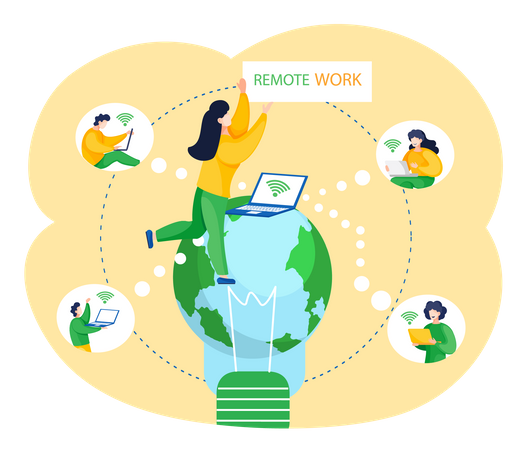 Professional business teleworkers connecting online  일러스트레이션