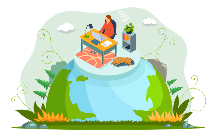 Professional business teleworkers connecting online  일러스트레이션