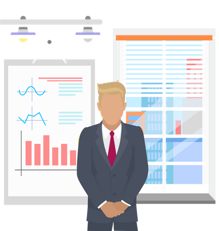 Professional businessman analyzing business growth by statistical dashboard  Illustration