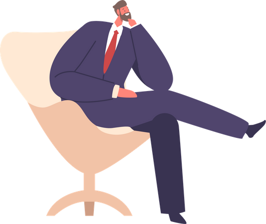 Professional Businessman Sitting On Chair  Illustration