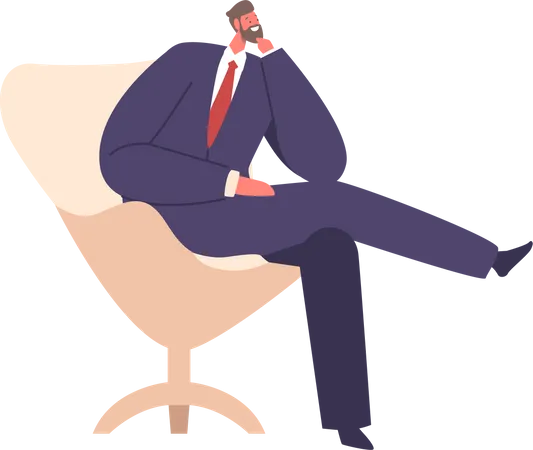 Professional Businessman Sitting On Chair  Illustration