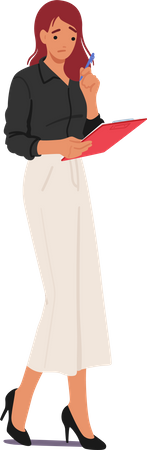 Professional businesswoman confidently stands  Illustration