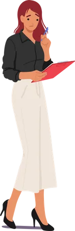 Professional businesswoman confidently stands  Illustration