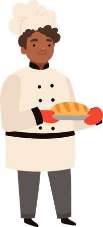 Professional chef baking bread  Illustration