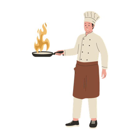 Professional chef cooking food  Illustration