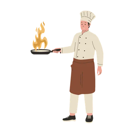 Professional chef cooking food  Illustration