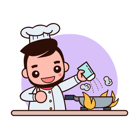 Professional chef cooking food  Illustration