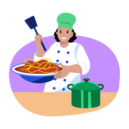 Professional chef cooking  Illustration