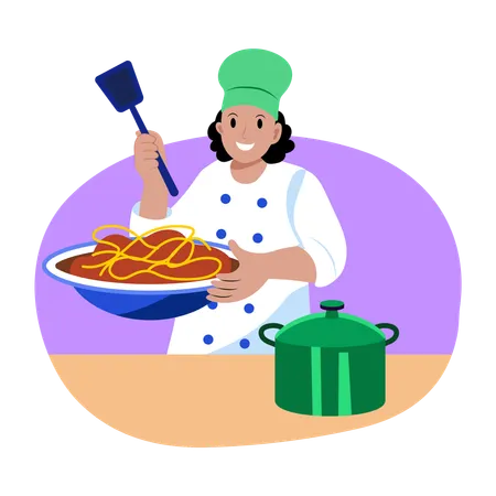 Professional chef cooking  Illustration