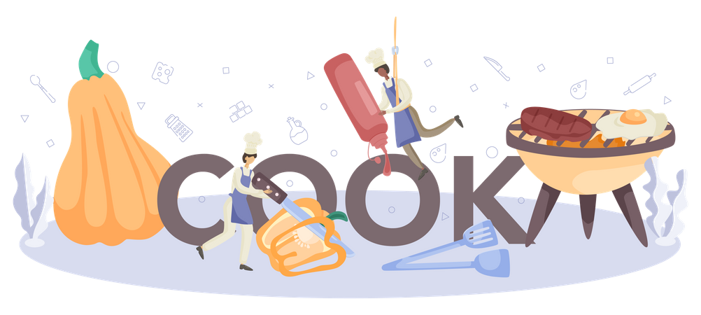 Professional chef cooking meal  Illustration