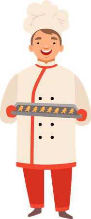 Professional chef making cookies  Illustration