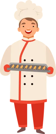 Cook Characters Chef Kitchen Cooking Various Tasty Food Illustration