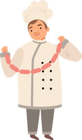 Professional chef making sausages  Illustration