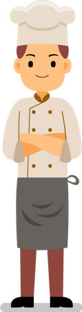 Professional Chef standing with folded hands Illustration